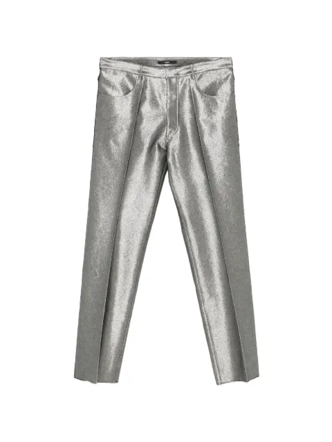 SAPIO metallic-finish pressed-crease trousers Silver SS26N9