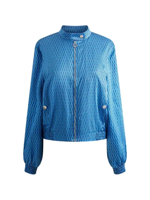 Fusalp printed biker collar bomber jacket Blue 24EF1007