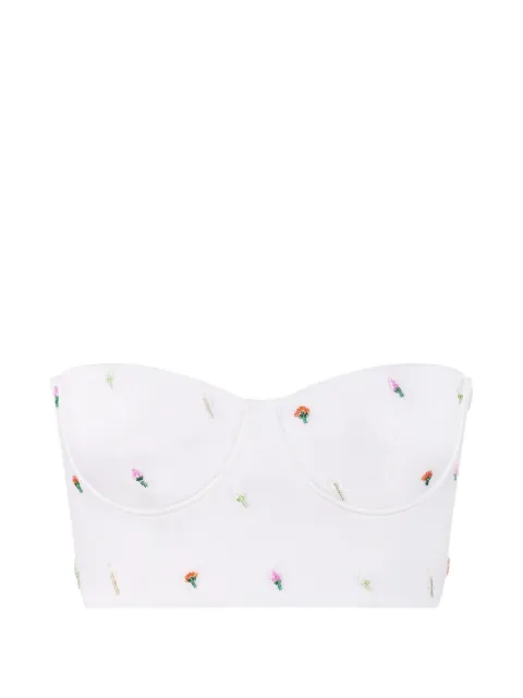 Anna October Maia floral-embroidered corset White PF2432