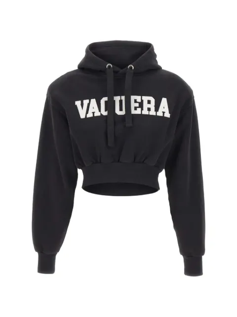 Vaquera logo-print shoulder-pad hoodie Black VAQ11T029BLACK