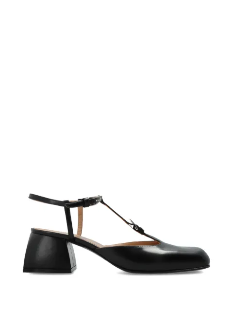 Nodaleto square-toe buckle leather pumps Black NO46021A23040