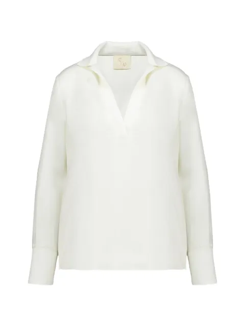 PAULA Diane V-neck long-sleeve blouse Neutrals DIANEBW