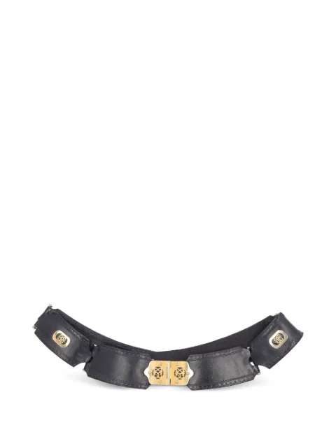 Pirovano Vintage decorative leather belt Black W22042233
