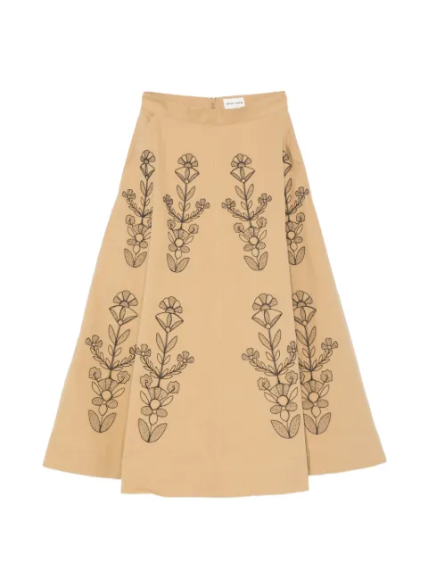 Antik Batik Maria floral-embroidered maxi skirt Neutrals MARIA1SKI