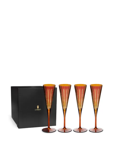 L'Objet Prism champagne flutes (four-person setting) Orange PS2040