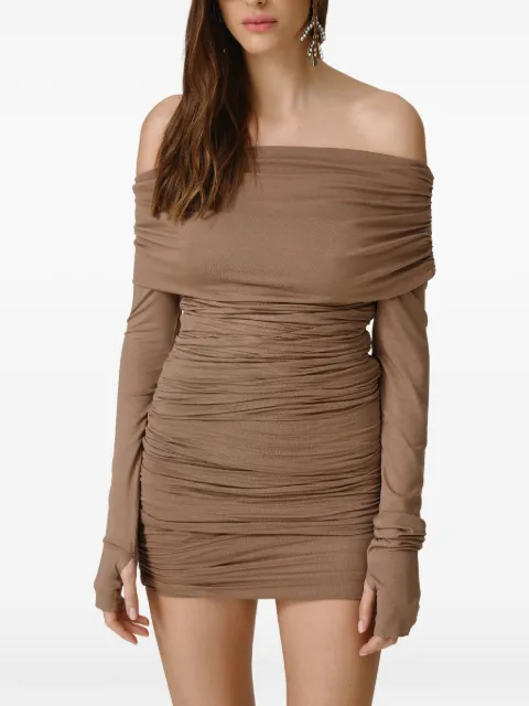 PNK off-shoulder gathered midi dress Neutrals RGULBJ