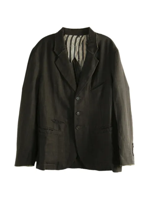 Ziggy Chen raw-cut linen blazer Brown 0M2610929
