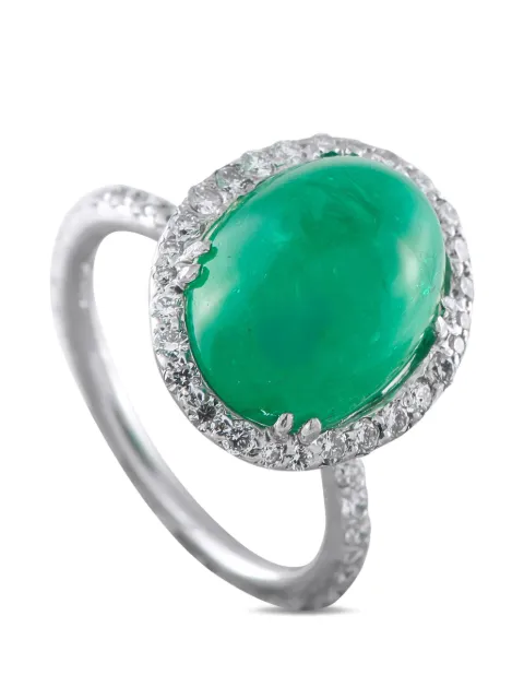 LB Exclusive diamond and emerald cocktail ring Silver MF56021826