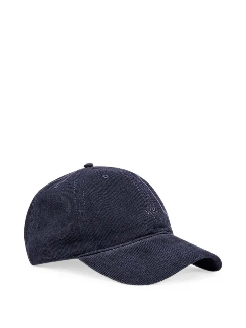 Wood Wood logo-embroidered corduroy cap Blue 121308109016