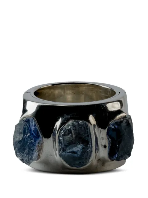 Parts of Four Sistema terrestrial surfaced tanzanites ring Silver 200113PATAN