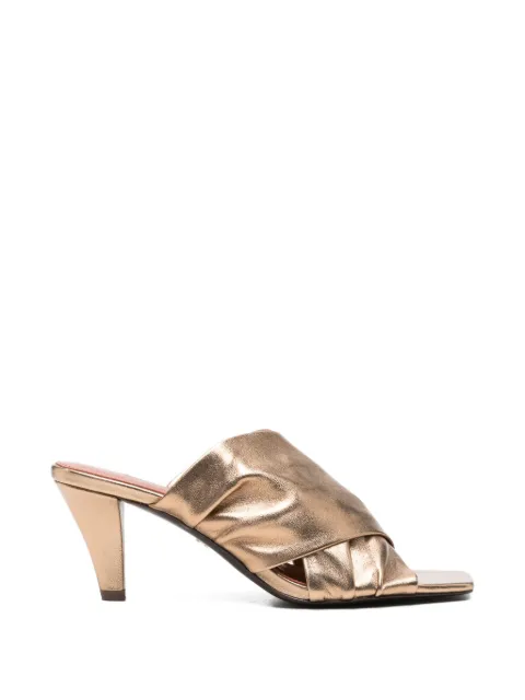 Lola Cruz Arabella twisted mules Gold 091Z19BK