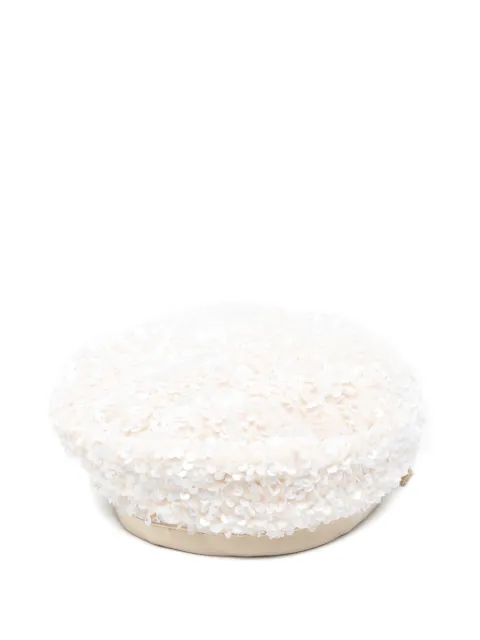 Vivetta bow-detail sequin beret hat White VM1AC0095TE106