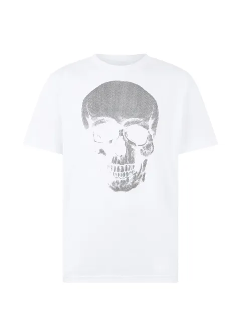 Philipp Plein round neck T-Shirt glitter Skull White PAFCMTK8986PJY002N
