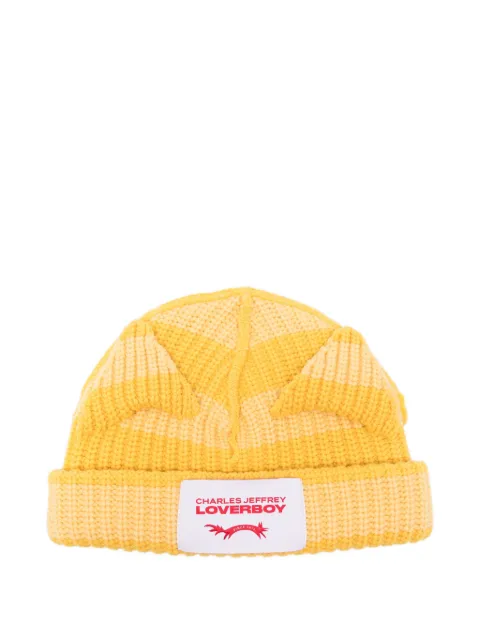 Charles Jeffrey Loverboy Chunky Ears logo-patch beanie hat Yellow 062130108