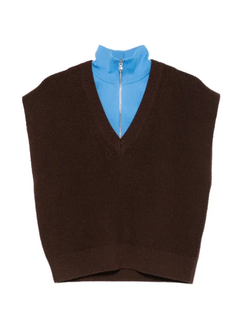 Tibi cardigan stitch removable vest Brown R125CW6534
