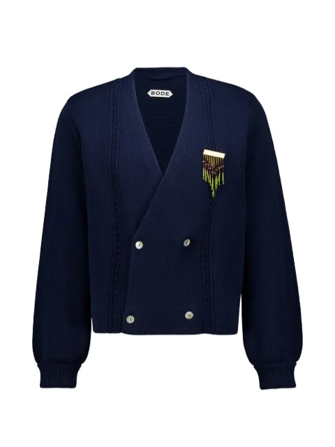 BODE logo-detail double-breasted cardigan Blue MRC99KT002