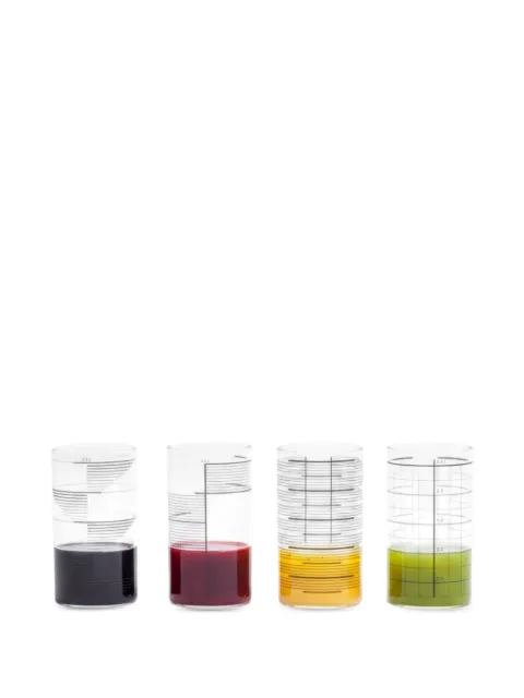 Tre Product grid-pattern cylindrical glass (set of four) White GDL273GB