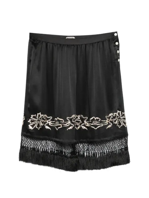 BODE Phantasm fringed-trim embroidered mini skirt Black WRS26BT016
