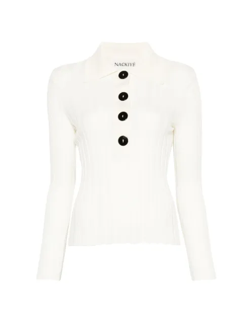 Nackiyé button rib top White 1001012