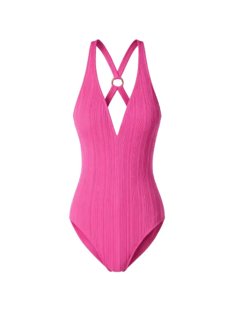 Michael Michael Kors cross-back ribbed swimsuit Pink MM62132
