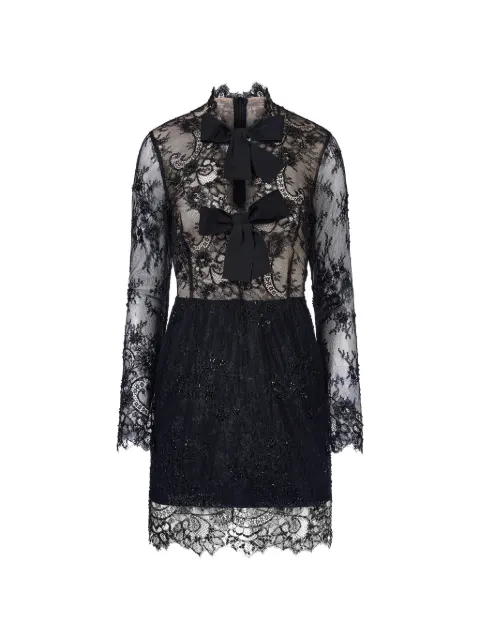 Mia Peculiar lace bows-embellishment mini dress Black 04MPLD02