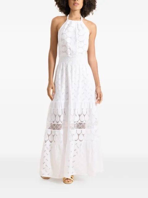 Temptation Positano Porro halterneck layered maxi dress White PORROBIANCO