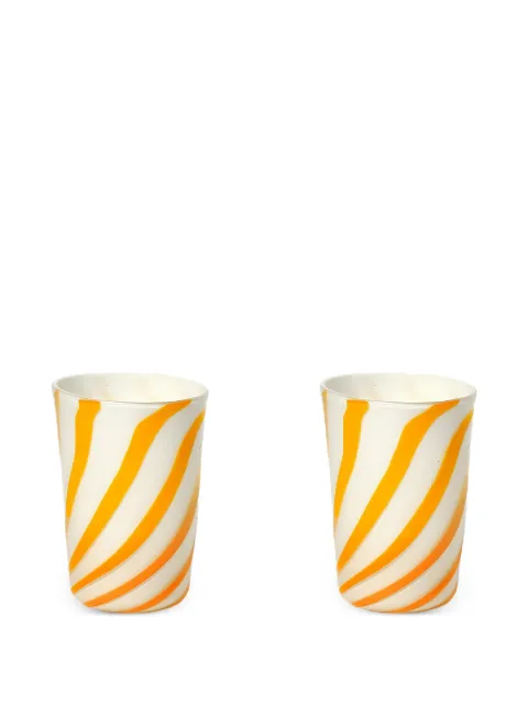 Bitossi Home striped glass set (two-person setting) White BAC00005