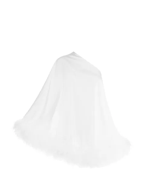 MATTERS STORE Aurora one-shoulder feathered-trim mini dress White MATERS20