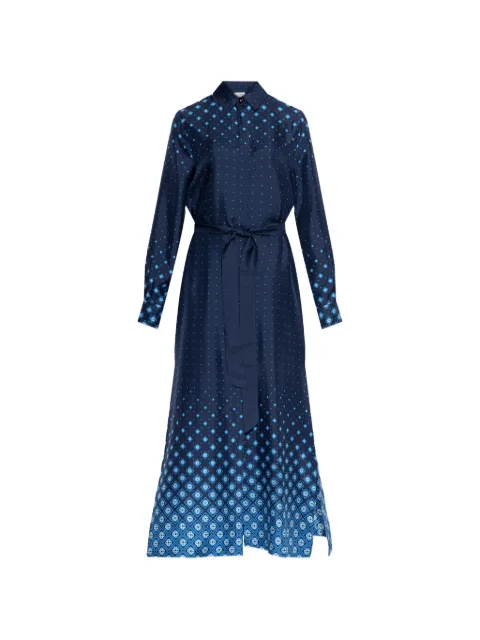 Casablanca belted patterned shirt dress Blue WSP26DR19001