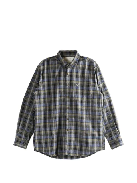 ERL check-pattern logo-embroidered shirt Grey ERL12B009