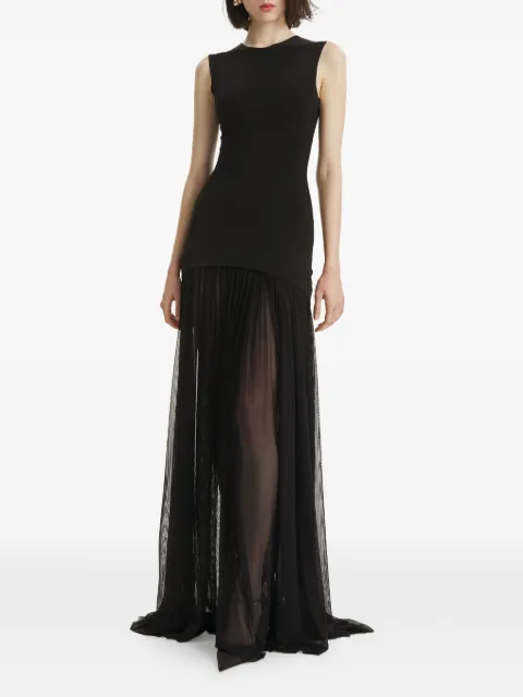 2310 STUDIO tulle-panel maxi dress Black FF75