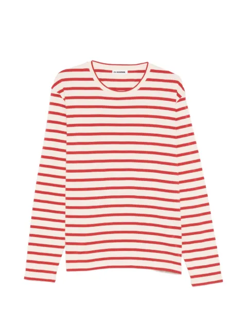 JIL SANDER+ striped-pattern long-sleeve T-shirt Neutrals J47NH0002J46497