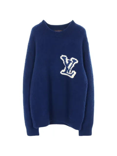 Louis Vuitton Pre-Owned 2010s LV-Intarsia crew-neck sweater Blue 1044148