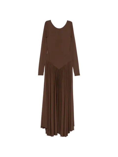 PNK long-sleeve pleated maxi dress Brown RLUSPAMR