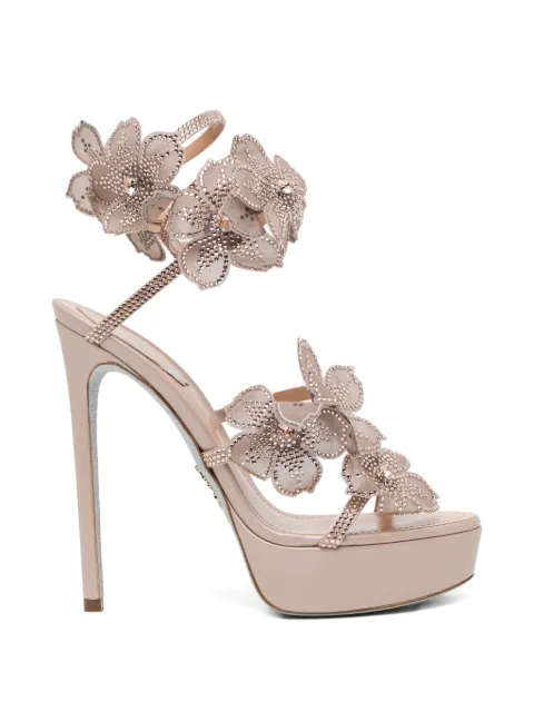 René Caovilla 130mm crystal-embellished floral sandals Neutrals C12573130RN01V233