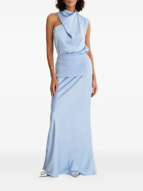 MOOS STUDIO one-shoulder pleated-detail maxi dress Blue MOOS224