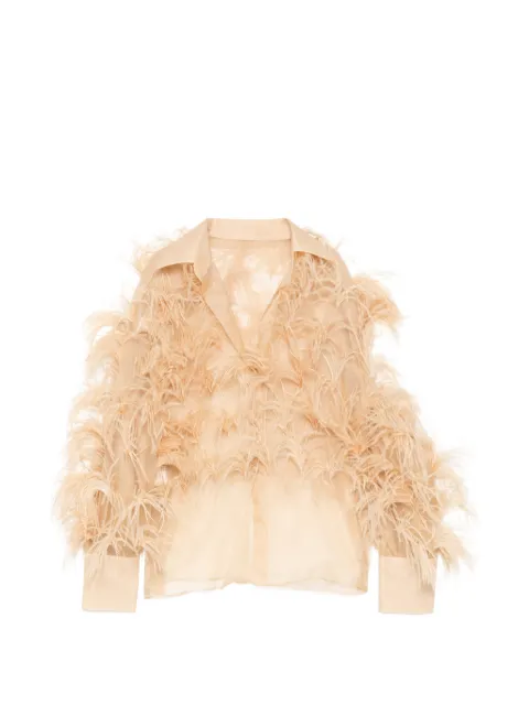 Isabel Sanchis plume embellished shirt Neutrals OSAM9045