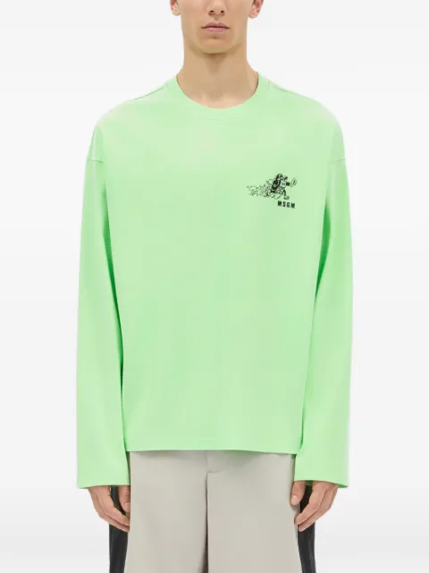 MSGM long-sleeved print T-shirt Green 4040MM83SE267095
