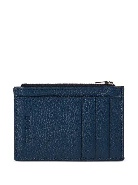 Doucal's tumbled leather zip card holder Blue DA0017TU0B04
