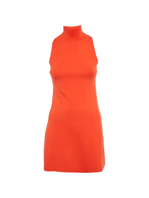 Courrèges Pre-Owned ribbed-knit turtleneck dress Orange 1255750