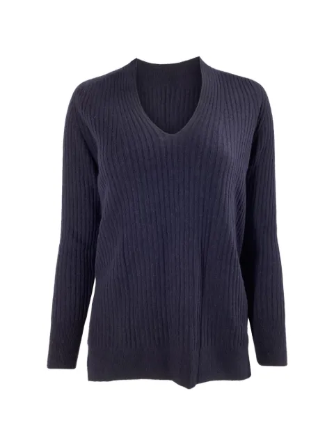 Iris & Ink V-neck ribbed sweater Blue TONPUUSCL463724W