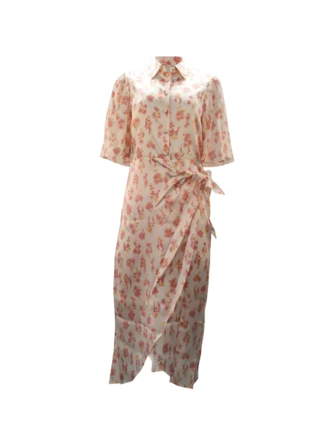 Les Rêveries floral-print midi shirt dress White NAPPUGBCL098926W