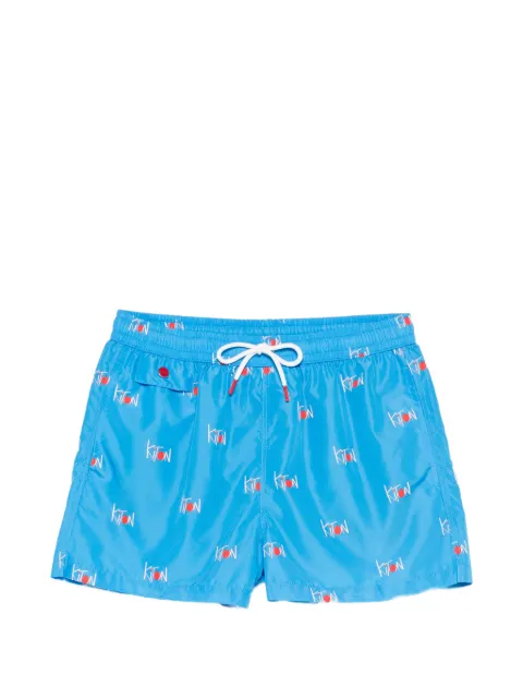 Kiton logo-print swim shorts Blue UCOM2CK0745H41000