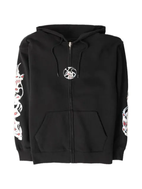 YARDSALE zip screen-printed hoodie Black PN28127