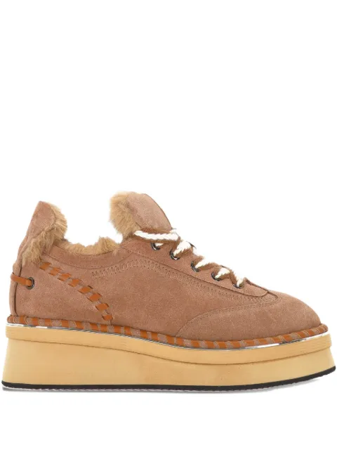 Elvio Zanon Panto Snow fur platform sneakers Brown EC0303XNOC