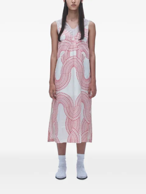 Muller Of Yoshiokubo Radial printed layered-effect midi dress White MLS26604