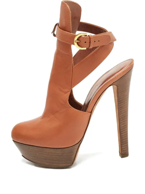Sergio Rossi cross-strap platform heeled pumps Brown 1155861