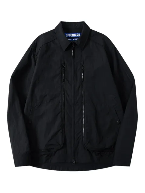Spoonyard zipper-pockets shirt jacket Black SH037BLACK