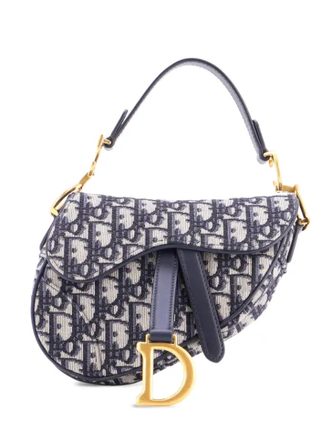 Christian Dior Pre-Owned Saddle Handbag Oblique Canvas Mini shoulder bag Blue P4P7GFUZ94VICJLT