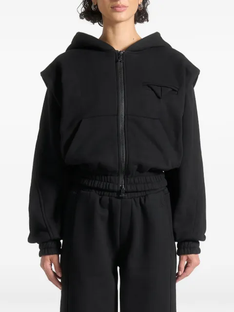 Manière De Voir Louna wide shoulder zip through hoodie Black WMN4024